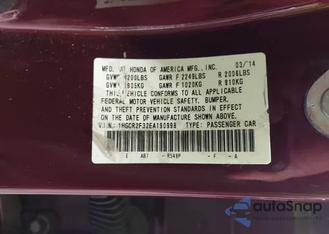 2014 Honda Accord Lx from USA, damaged, VIN 1HGCR2F32EA190998